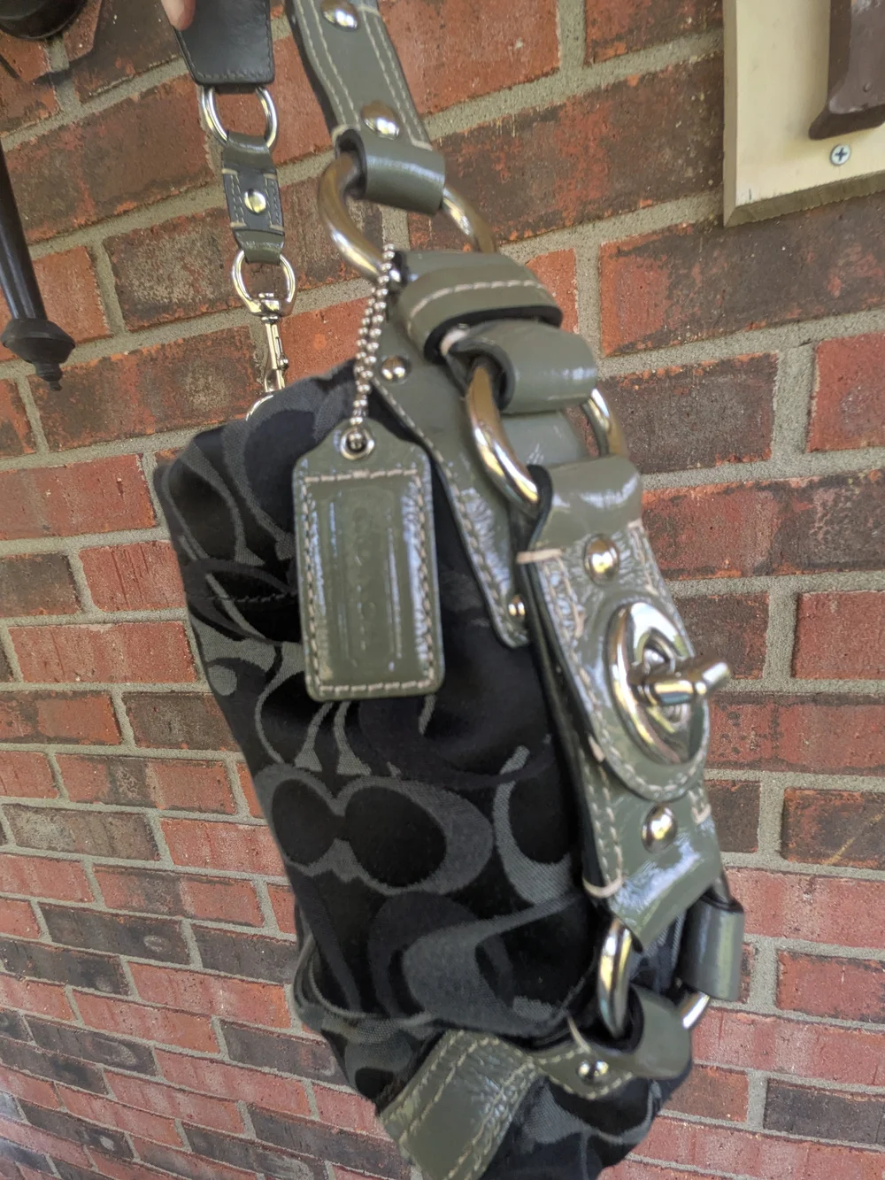 Y2k Coach Shoulder Bag Black Signature Pattern